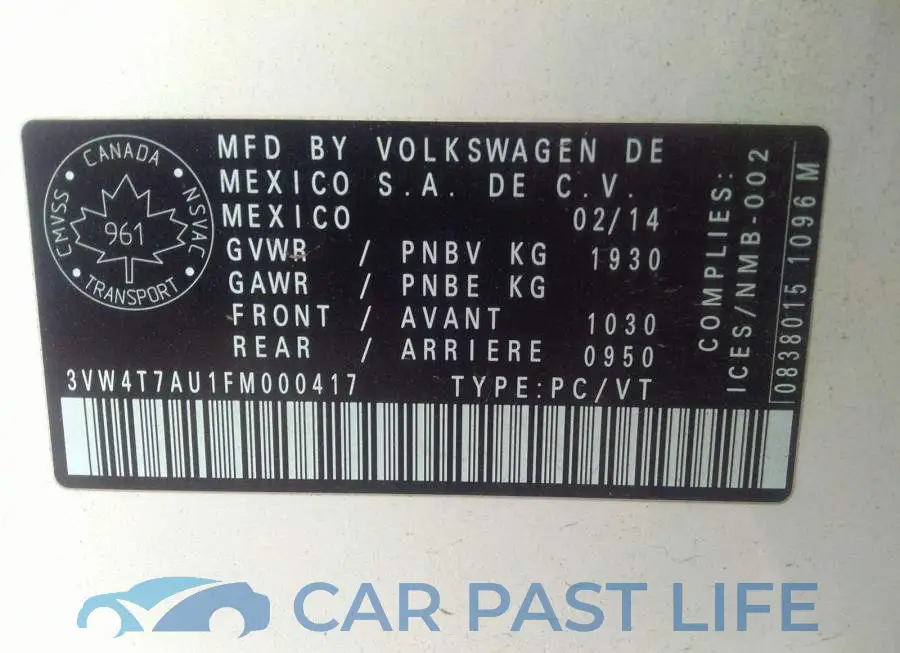 3VW4T7AU1FM000417# 9