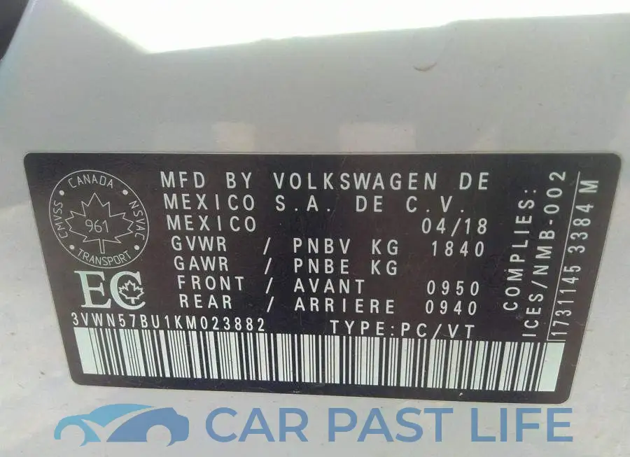 3VWN57BU1KM023882# 9