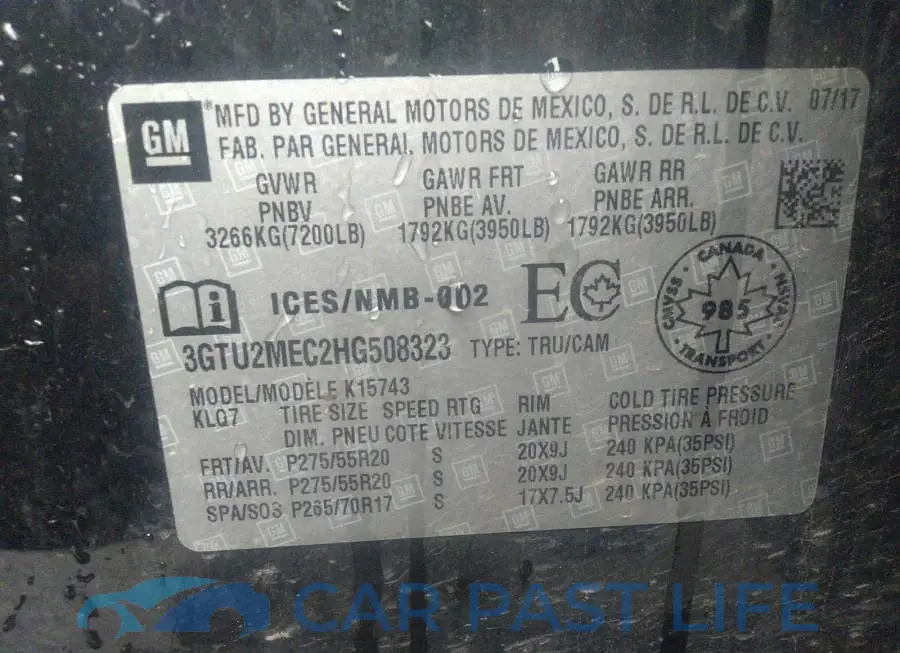 3GTU2MEC2HG508323# 9
