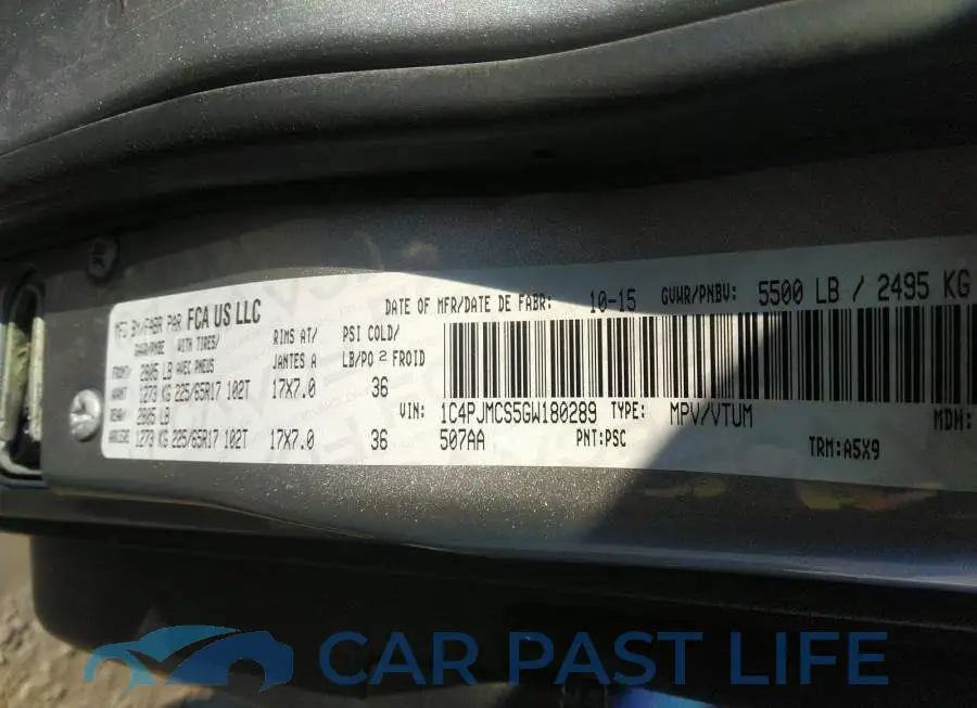 1C4PJMCS5GW180289# 9