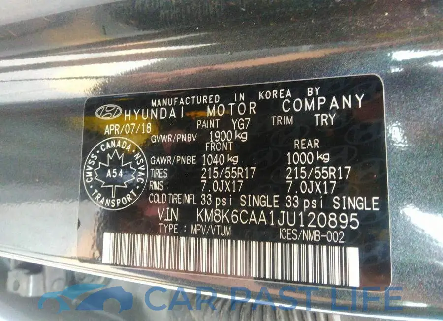 KM8K6CAA1JU120895# 9
