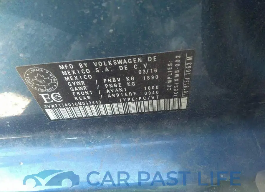 3VW217AU1GM052449# 9
