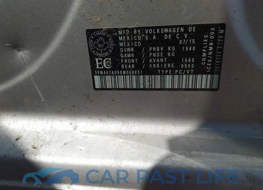 3VW447AU9GM008831# 9
