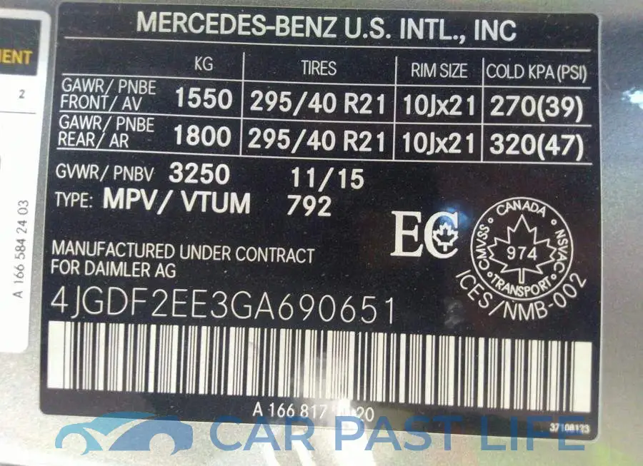 4JGDF2EE3GA690651# 9