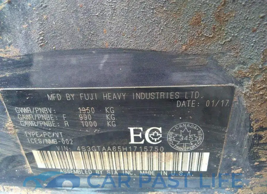 4S3GTAA65H1715750# 9