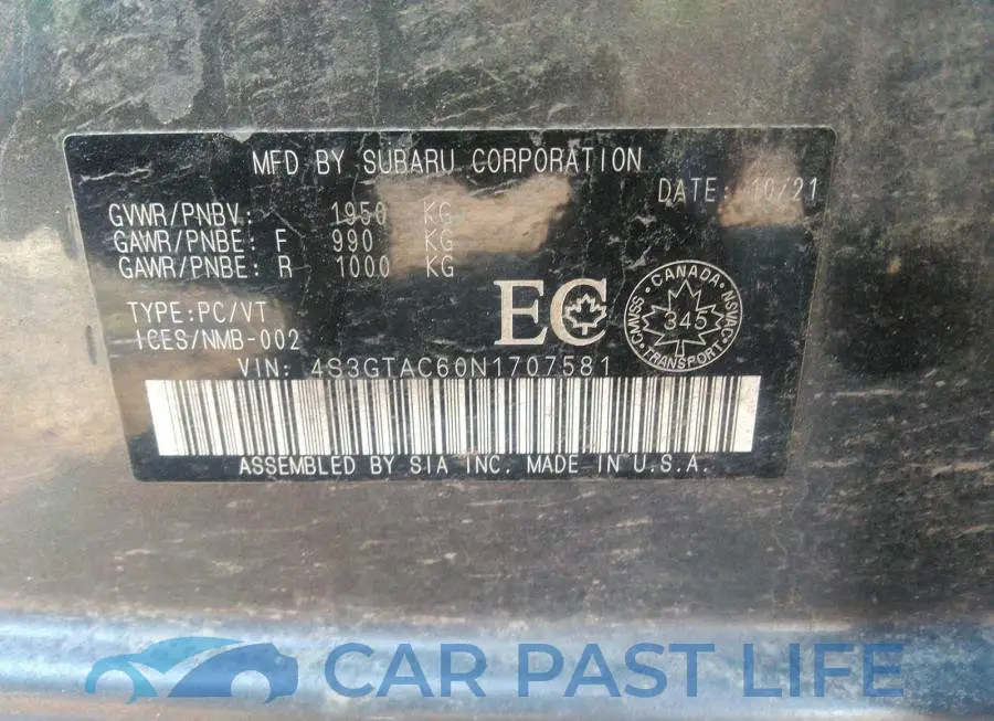 4S3GTAC60N1707581# 9