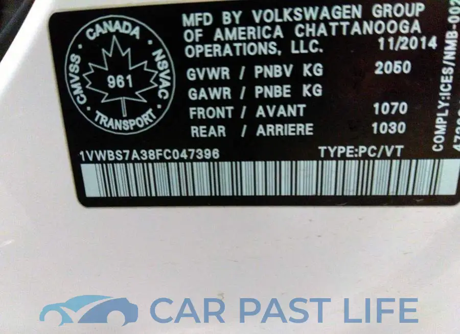 1VWBS7A38FC047396# 9