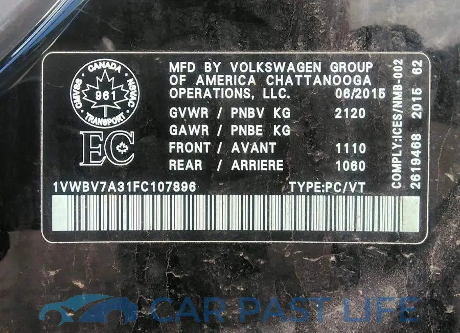 1VWBV7A31FC107896# 9