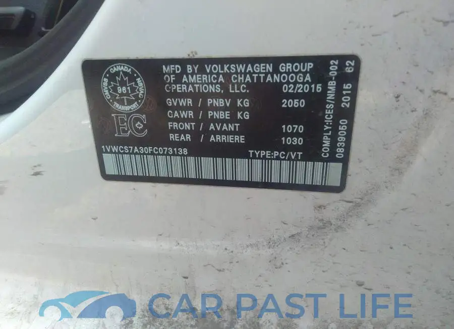 1VWCS7A30FC073138# 9