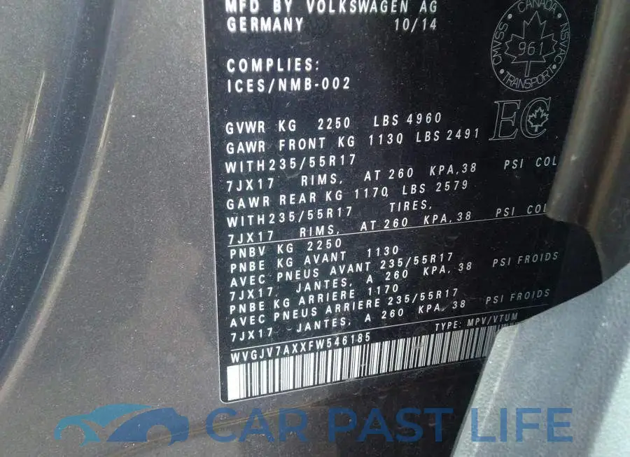 WVGJV7AXXFW546185# 9