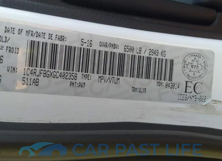 1C4RJFBGXGC402358# 9