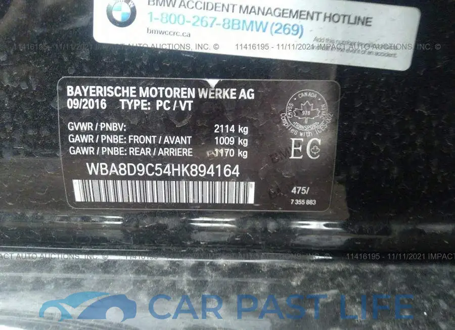 WBA8D9C54HK894164# 9