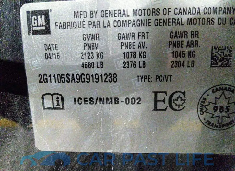 2G1105SA9G9191238# 9