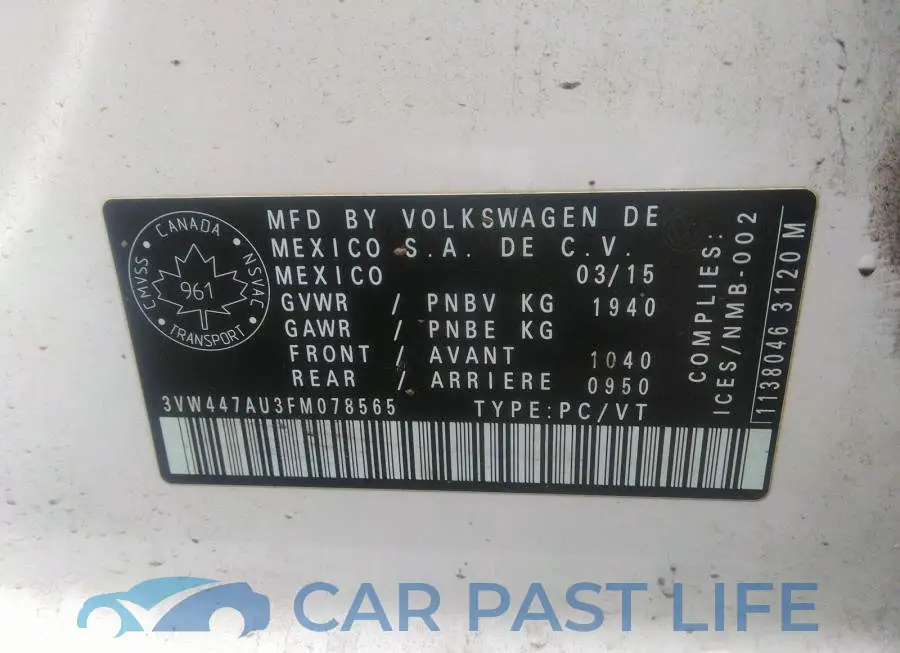 3VW447AU3FM078565# 9