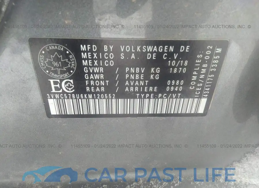 3VWC57BU6KM120552# 9