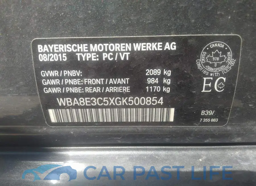 WBA8E3C5XGK500854# 9