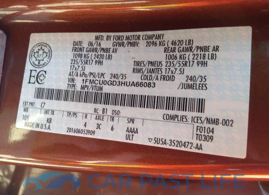 1FMCU0GD3HUA66083# 9