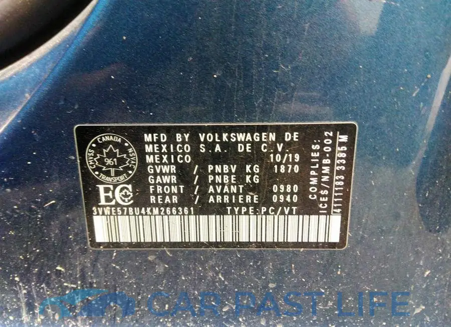 3VWE57BU4KM266361# 9