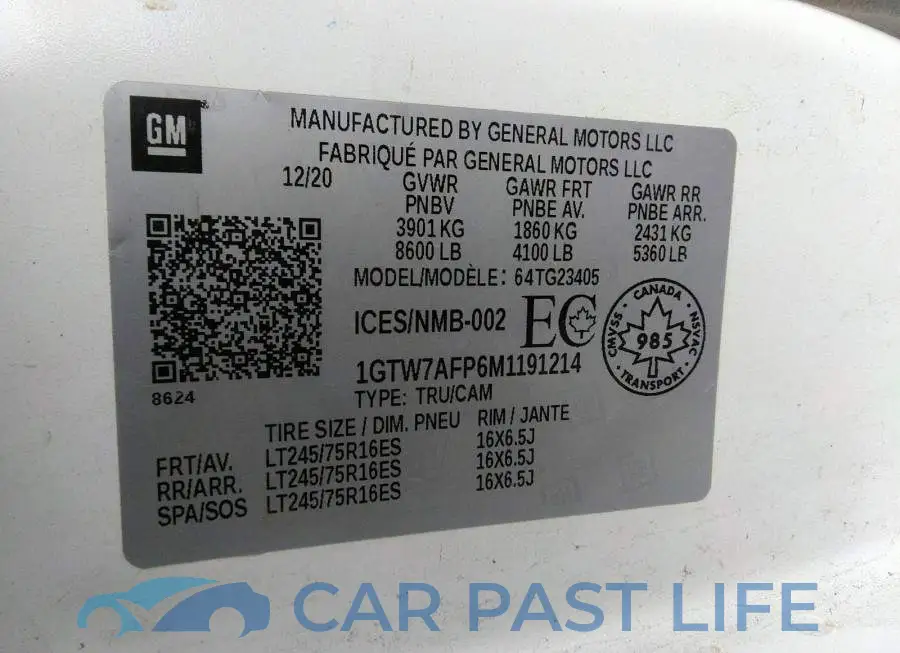 1GTW7AFP6M1191214# 9