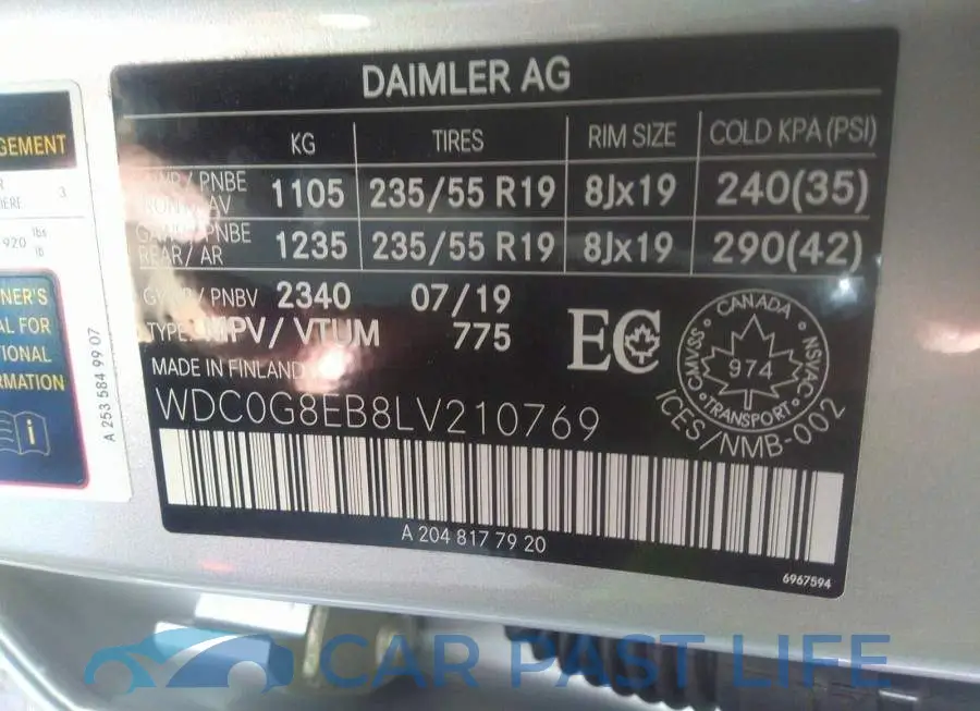 WDC0G8EB8LV210769# 9