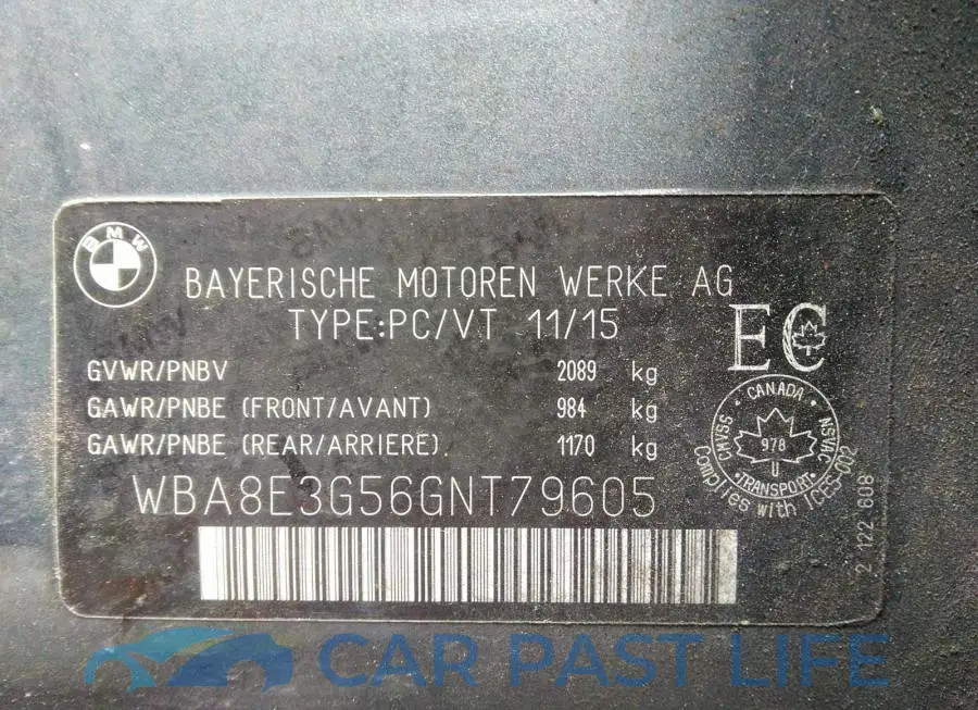 WBA8E3G56GNT79605# 9