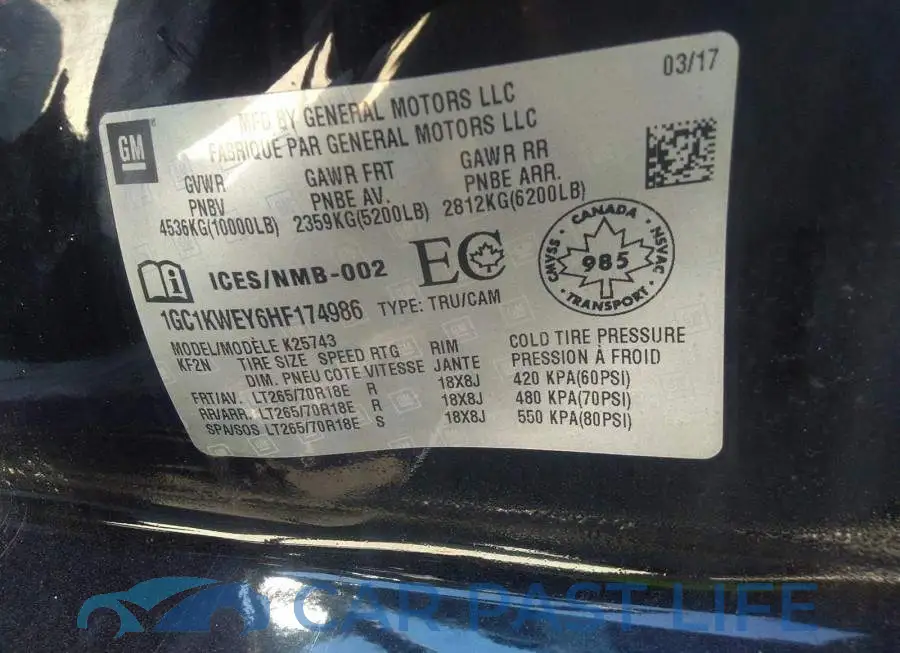 1GC1KWEY6HF174986# 9