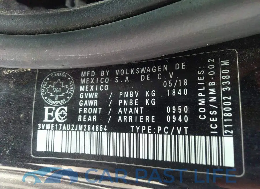 3VWE17AU2JM284854# 9