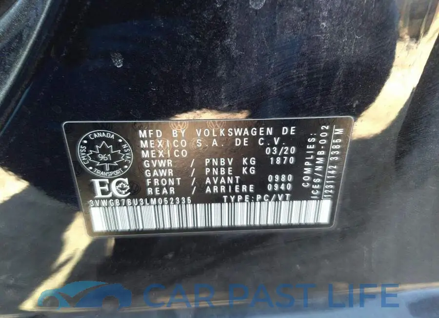 3VWGB7BU3LM052335# 9