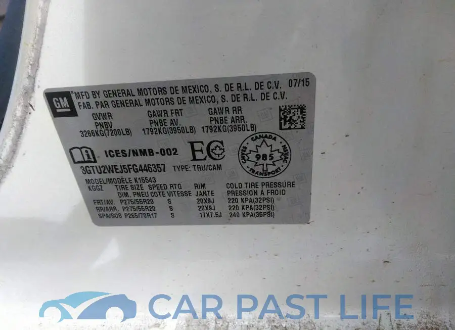 3GTU2WEJ5FG446357# 9