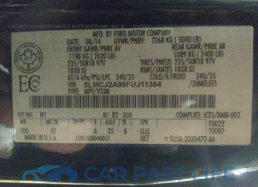 5LMCJ2A99FUJ11384# 9