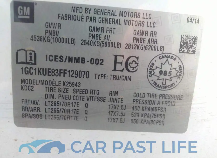 1GC1KUE83FF129070# 9