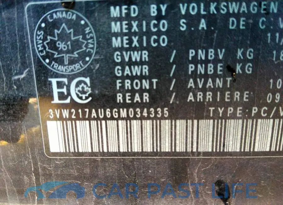 3VW217AU6GM034335# 9