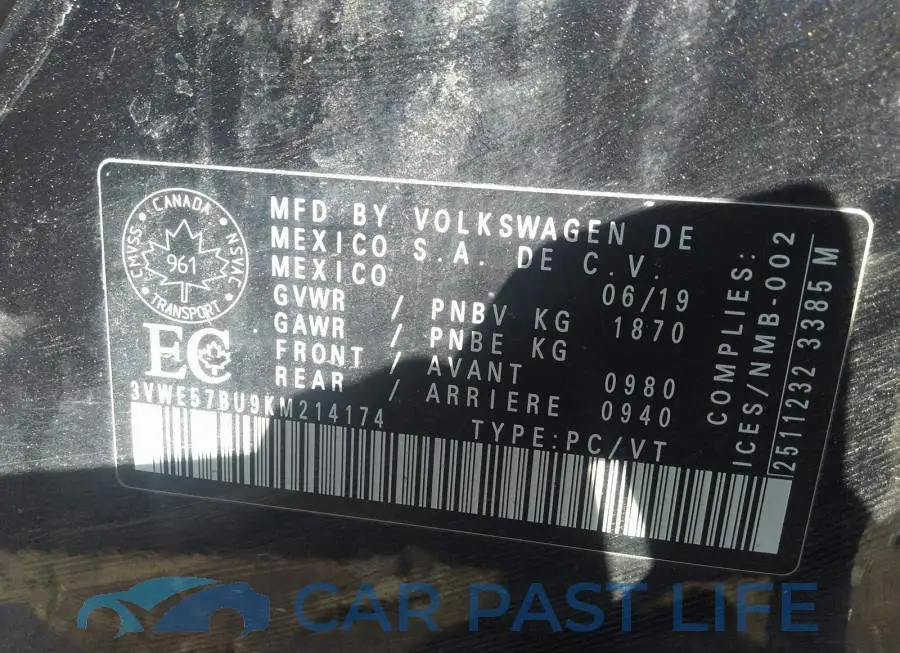 3VWE57BU9KM214174# 9