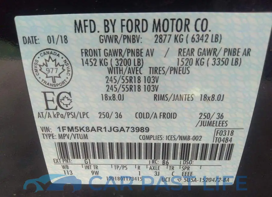 1FM5K8AR1JGA73989# 9