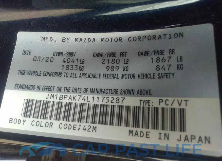 JM1BPAK74L1175287# 9