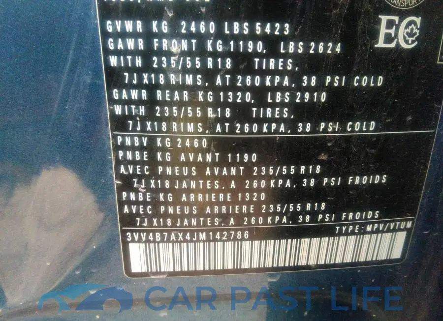 3VV4B7AX4JM142786# 9