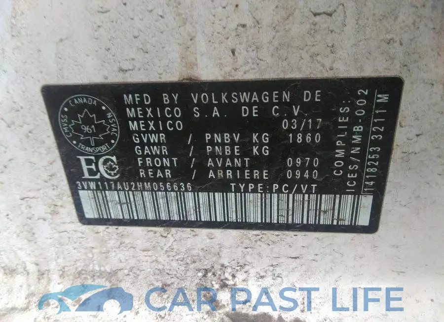 3VW117AU2HM056636# 9