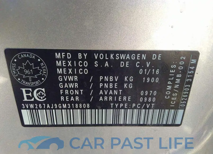 3VW267AJ9GM318808# 9