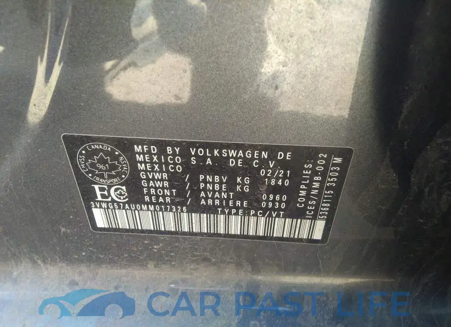 3VWG57AU0MM017326# 9