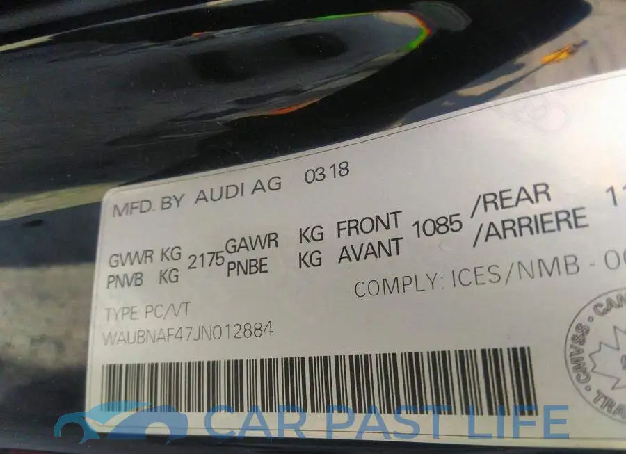 WAUBNAF47JN012884# 9