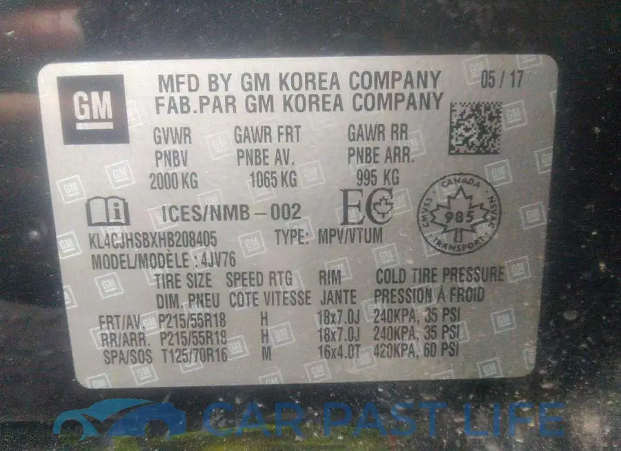 KL4CJHSBXHB208405# 9