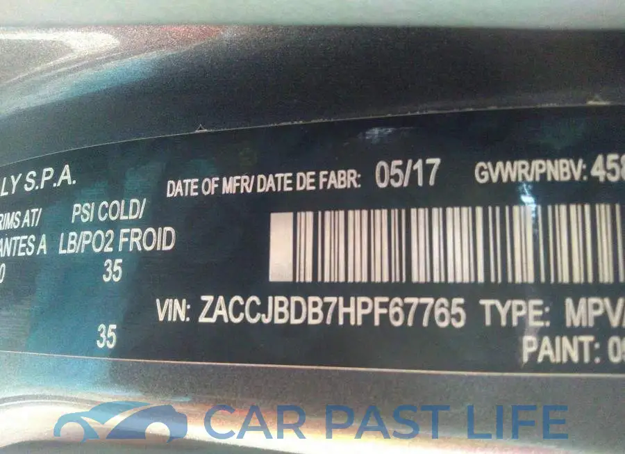 ZACCJBDB7HPF67765# 9