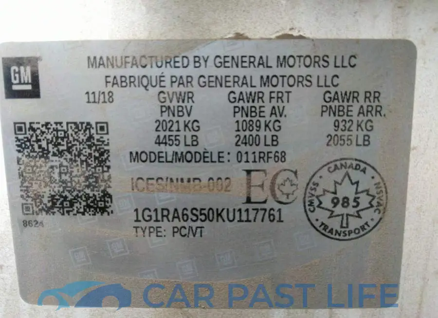 1G1RA6S50KU117761# 9