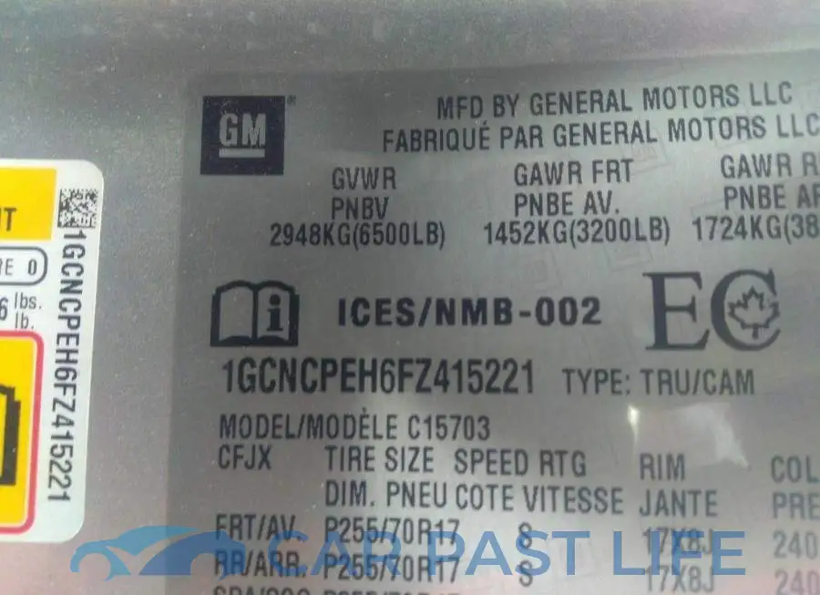 1GCNCPEH6FZ415221# 9