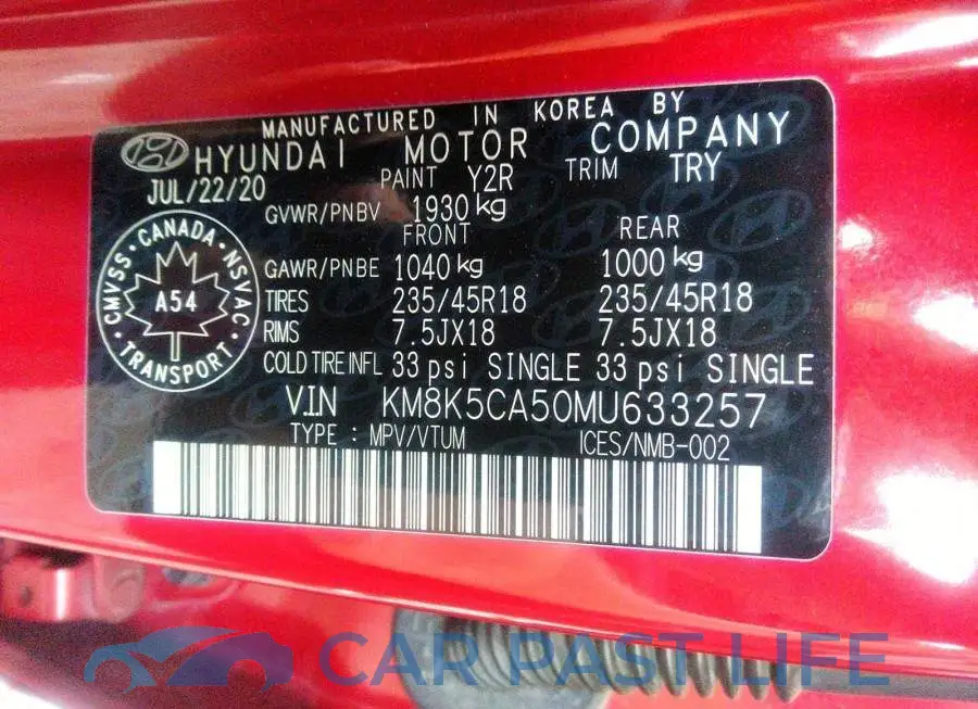 KM8K5CA50MU633257# 9