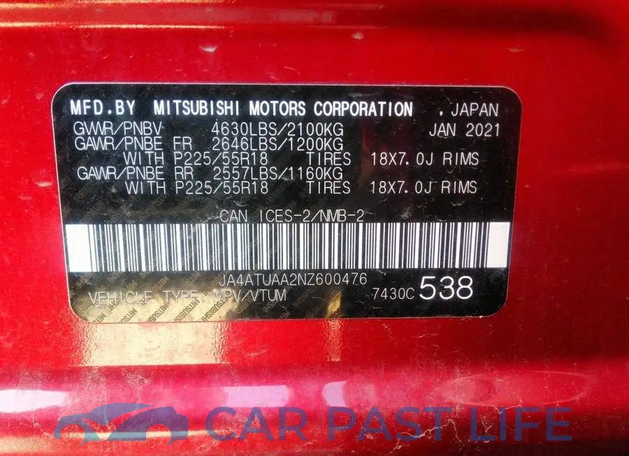 JA4ATUAA2NZ600476# 9
