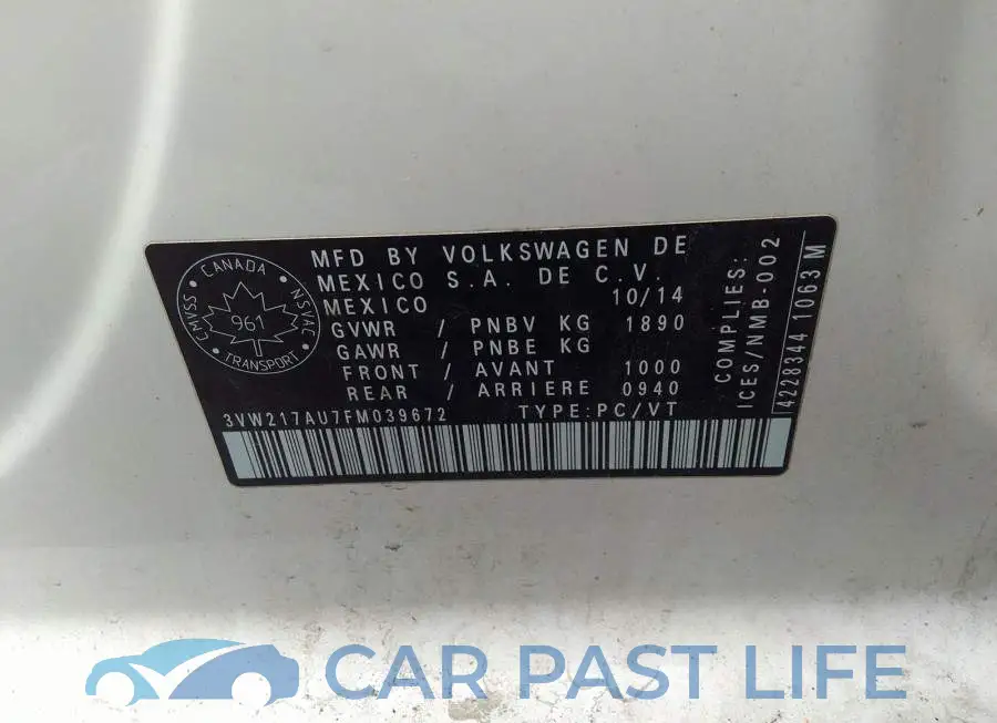 3VW217AU7FM039672# 9