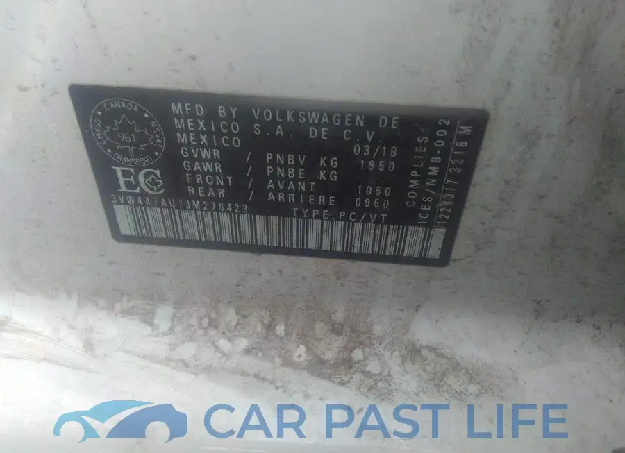 3VW447AU7JM278423# 9