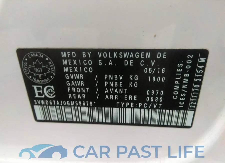 3VWD67AJ0GM396791# 9