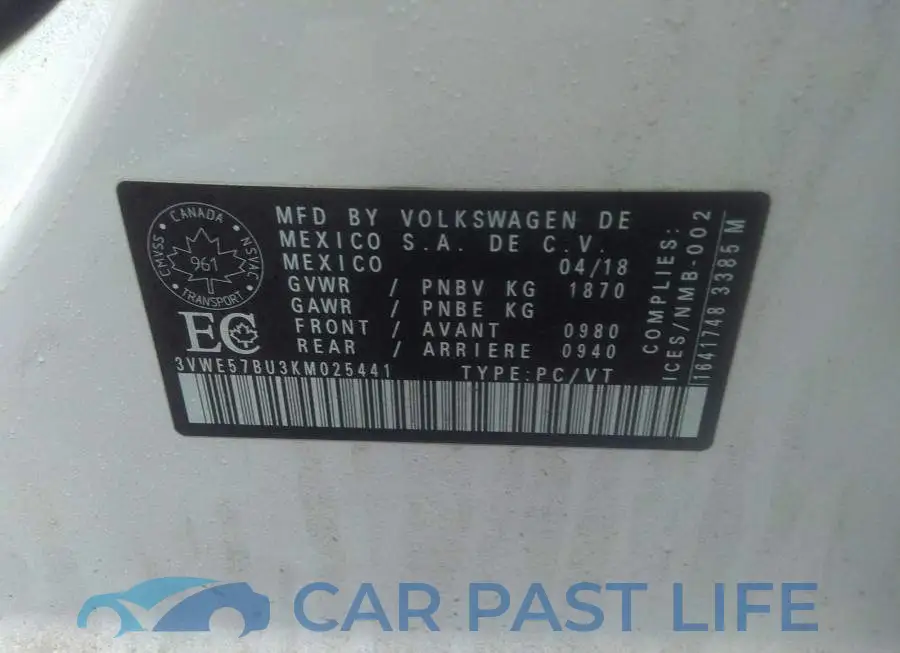 3VWE57BU3KM025441# 9